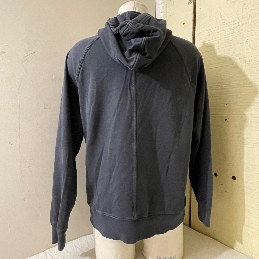 Athleta Womens Medium Charcoal Gray Blue Cotton Zip Raglan Hoodie Sweatshirt - Picture 2 of 10